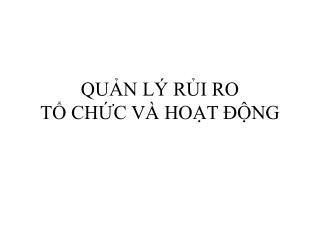 QUẢN LÝ RỦI RO TỔ CHỨC VÀ HOẠT ĐỘNG