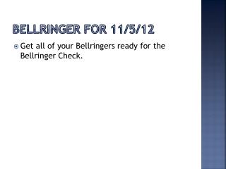 Bellringer for 11/5/12