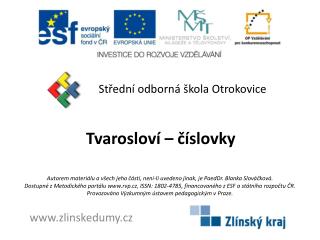 Tvarosloví – číslovky