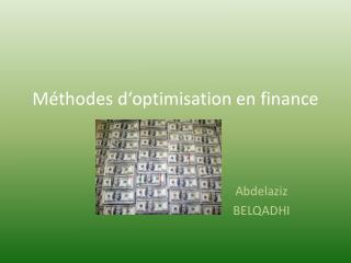 Méthodes d‘optimisation en finance