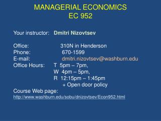 MANAGERIAL ECONOMICS EC 952