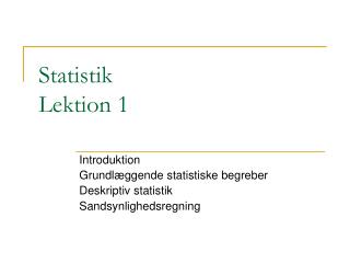 Statistik Lektion 1