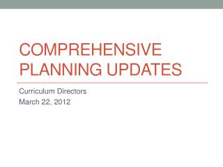 Comprehensive Planning Updates