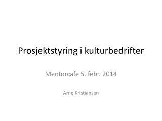Prosjektstyring i kulturbedrifter