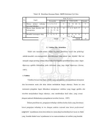 Tabel II. Distribusi Susunan Skala SKPD Sebelum Uji Coba