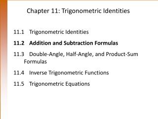 Chapter 11: Trigonometric Identities