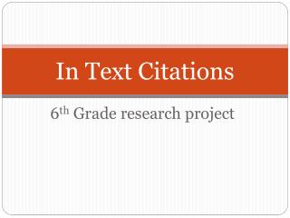 In Text Citations