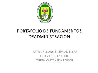 PORTAFOLIO DE FUNDAMENTOS DEADMINISTRACION