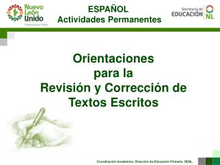 Orientaciones para la Revisión y Corrección de Textos Escritos