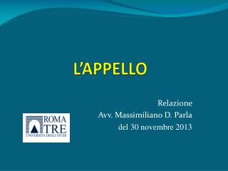 L’APPELLO