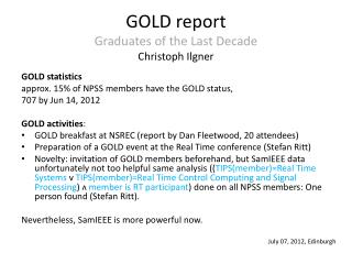 GOLD report Graduates of the Last Decade Christoph Ilgner