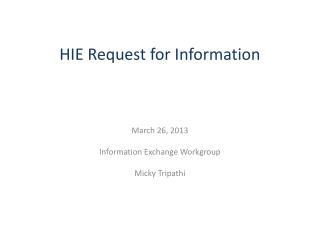 HIE Request for Information