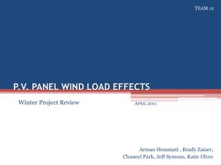 P.V. Panel wind load effects