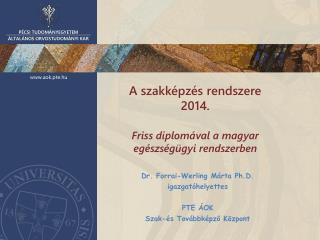 A szakképzés rendszere 2014. Friss diplomával a magyar egészségügyi rendszerben
