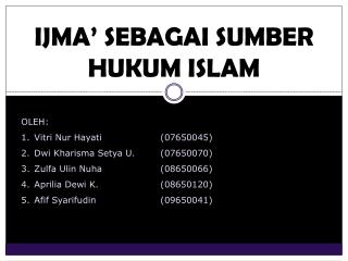 IJMA’ SEBAGAI SUMBER HUKUM ISLAM