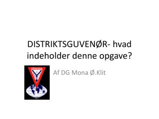 DISTRIKTSGUVENØR- hvad indeholder denne opgave?