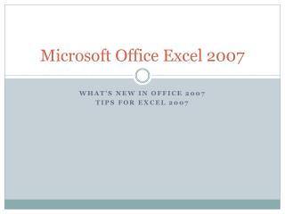 Microsoft Office Excel 2007