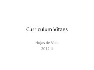 Curriculum Vitaes