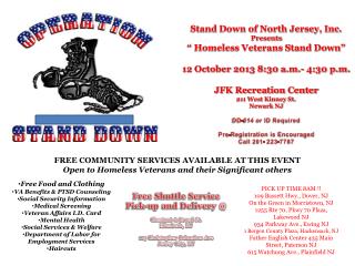 Free Food and Clothing VA Benefits &amp; PTSD Counseling Social Security Information Medical Screening