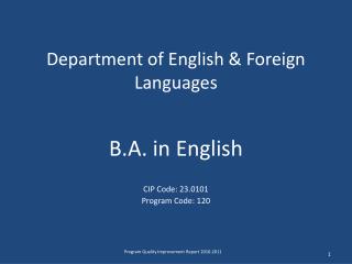 Department of English &amp; Foreign Languages