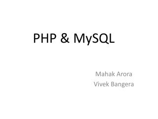 PHP &amp; MySQL