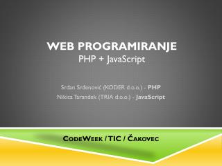 Web programiranje PHP + JavaScript
