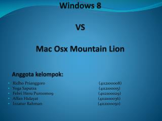 Windows 8 VS Mac Osx Mountain Lion