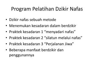 Program Pelatihan Dzikir N afas