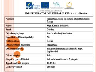 IDENTIFIKÁTOR MATERIÁLU: EU - 6 – 21- Řecko