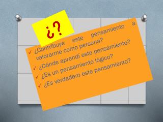 ¿Contribuye este pensamiento a valorarme como persona? ¿Dónde aprendí este pensamiento?