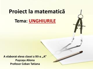 Proiect la matematică