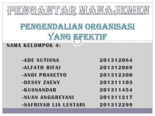 PENGENDALIAN organisasi YANG EFEKTIF