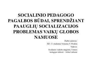 Darbo autorius: SD -11 studentas Vytautas V. Preikša Vadovė: