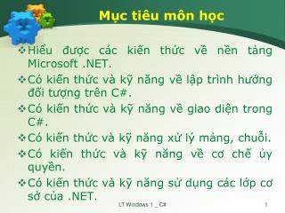 Mục tiêu môn học