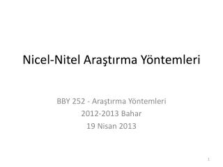 Nicel-Nitel Araştırma Yöntemleri