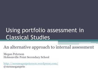 Using portfolio assessment in Classical Studies