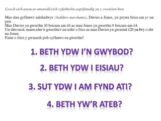 1. Beth ydw i’n gwybod?