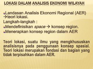 Lokasi dalam Analisis Ekonomi Wilayah
