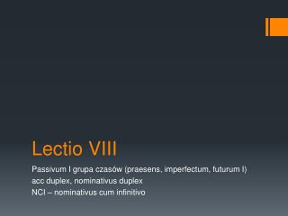 Lectio VIII
