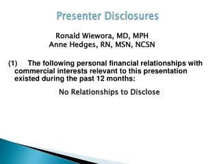 Presenter Disclosures