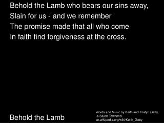 Behold the Lamb