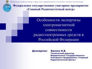 Докладчик: Васехо Н.В. 		Технический директор