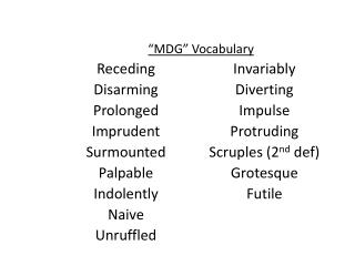 “MDG” Vocabulary