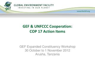 GEF &amp; UNFCCC Cooperation: COP 17 Action Items