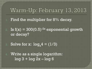 Warm-Up: February 13, 2013