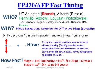 FP420/AFP Fast Timing