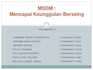 MSDM : Mencapai Keunggulan Bersaing