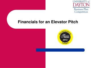 Financials for an Elevator Pitch