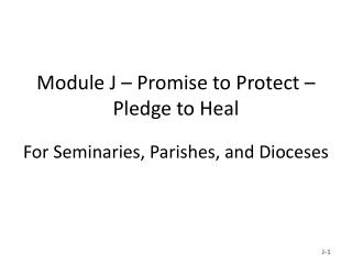 Module J – Promise to Protect – Pledge to Heal For Seminaries, Parishes, and Dioceses