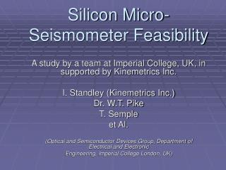 Silicon Micro-Seismometer Feasibility